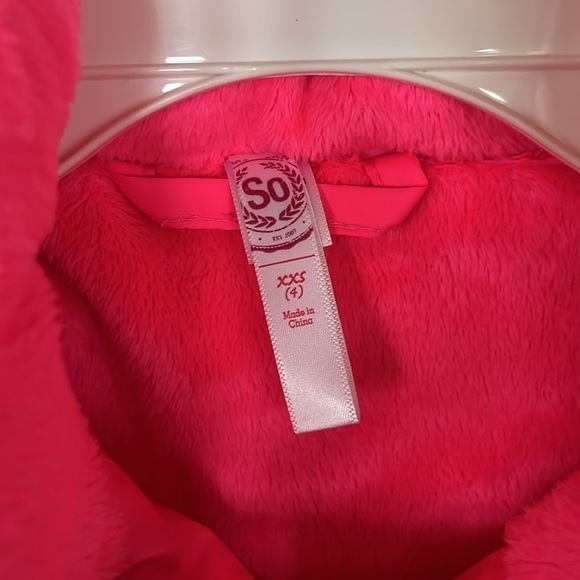 Brand New SO Bright Neon Pink Zip Up Winter Jacket Hooded Puffer Faux Fur Trim - Picture 8 of 15